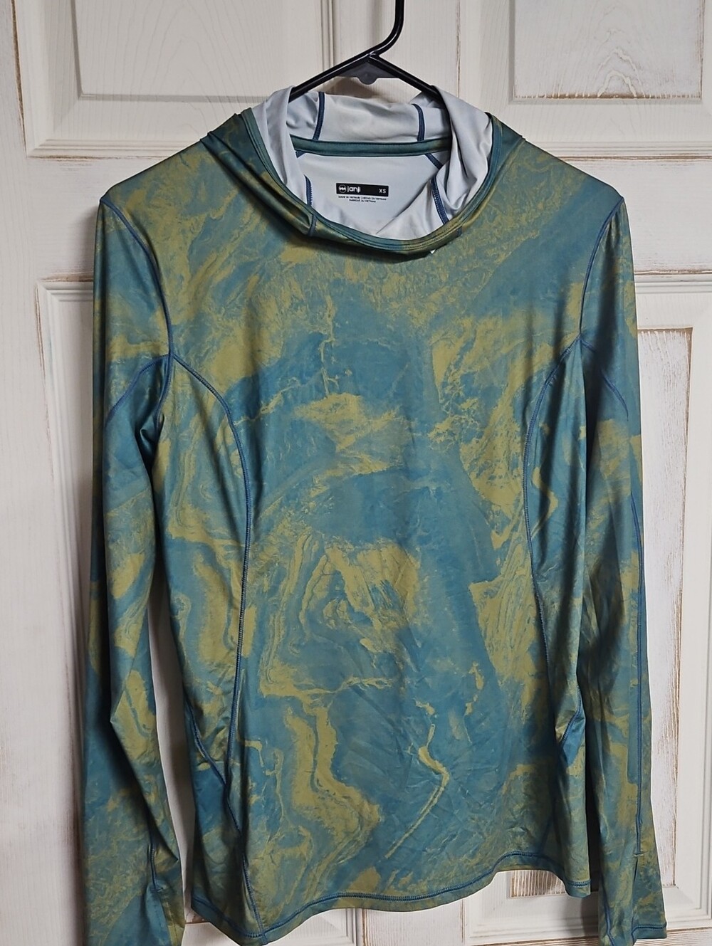Janji Men's/Unisex/Women's Hooded Long Sleeve Top in Teal and Yellow